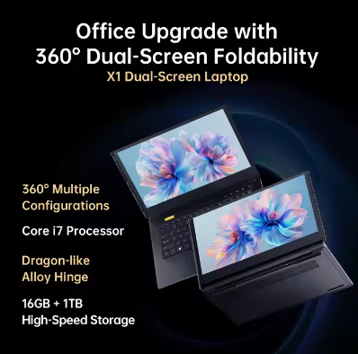 SOYEER Laptop Core I7 1255U X1 Dual Screen DDR4 16GB RAM 1TB SSD 14 Inch IPS 360 Degree - Image 3